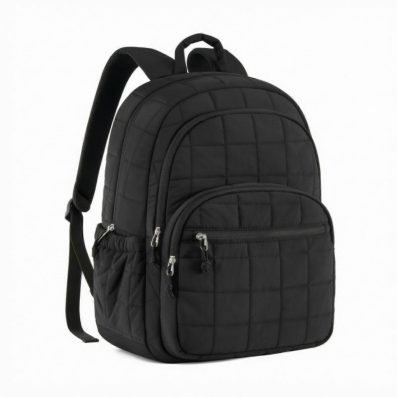 Adjustable Quilted Polyester Backpack | Waterproof Exterior, Multiple Zippered