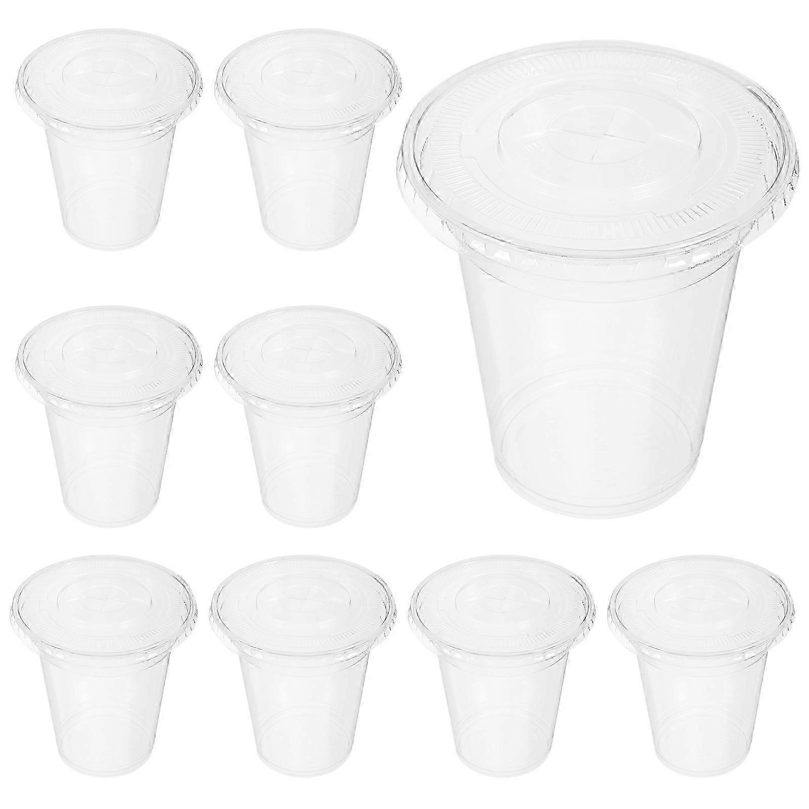 Transparent Cups with Lids compatible with Beverage Storage 10Pcs