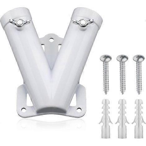 Double flagpole bracket. V-shaped aluminum alloy wall bracket. Wind resistant.