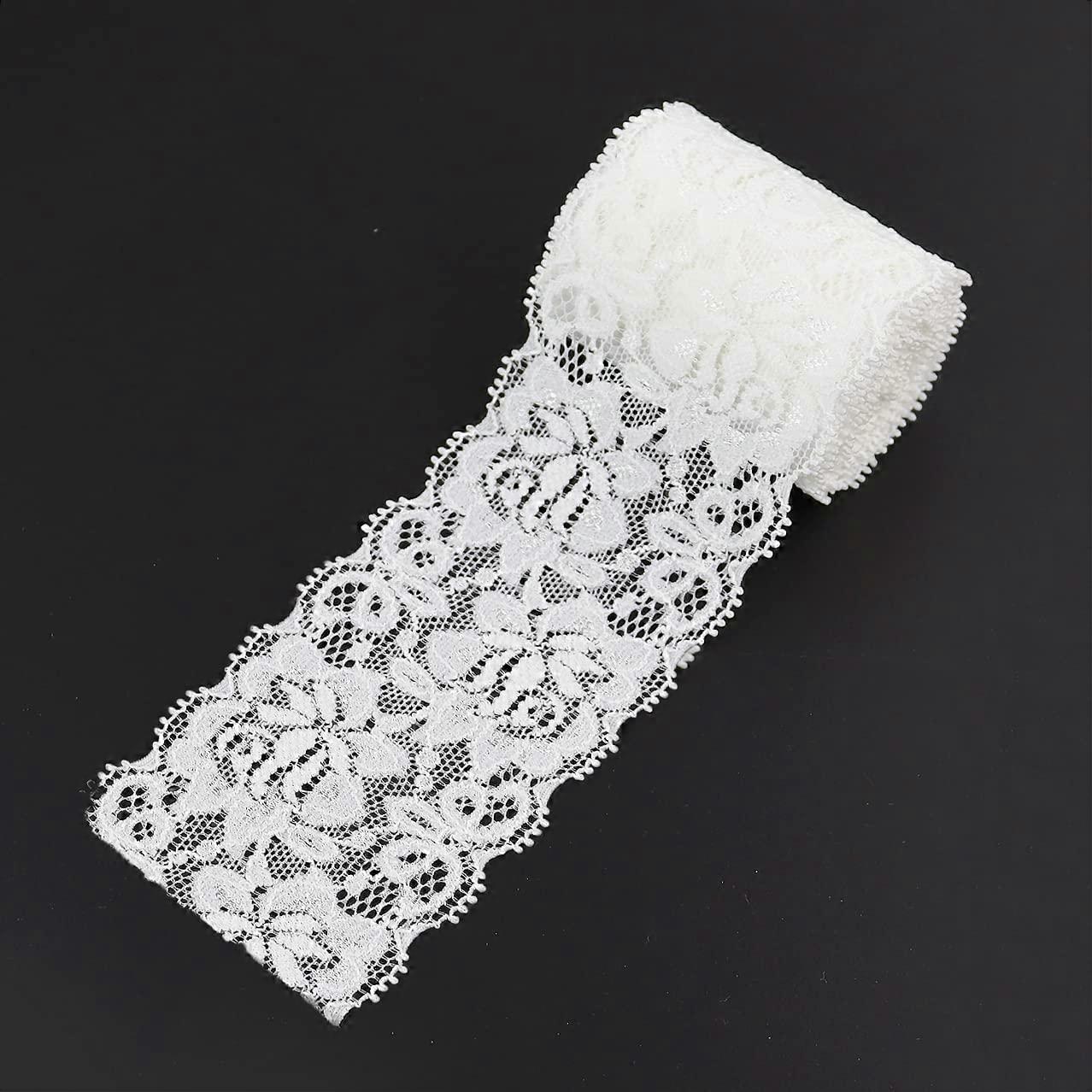 2,4 Inch Witte Kantlint, Elastisch Rekbaar, 4,6 Meter
