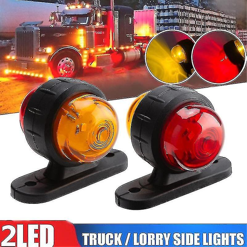 2pcs Car Truck Trailer Led Side Marker Light Red Yellowturn Signal Clearance Light Indicator Lamp For Lorry Caravans 12-24v