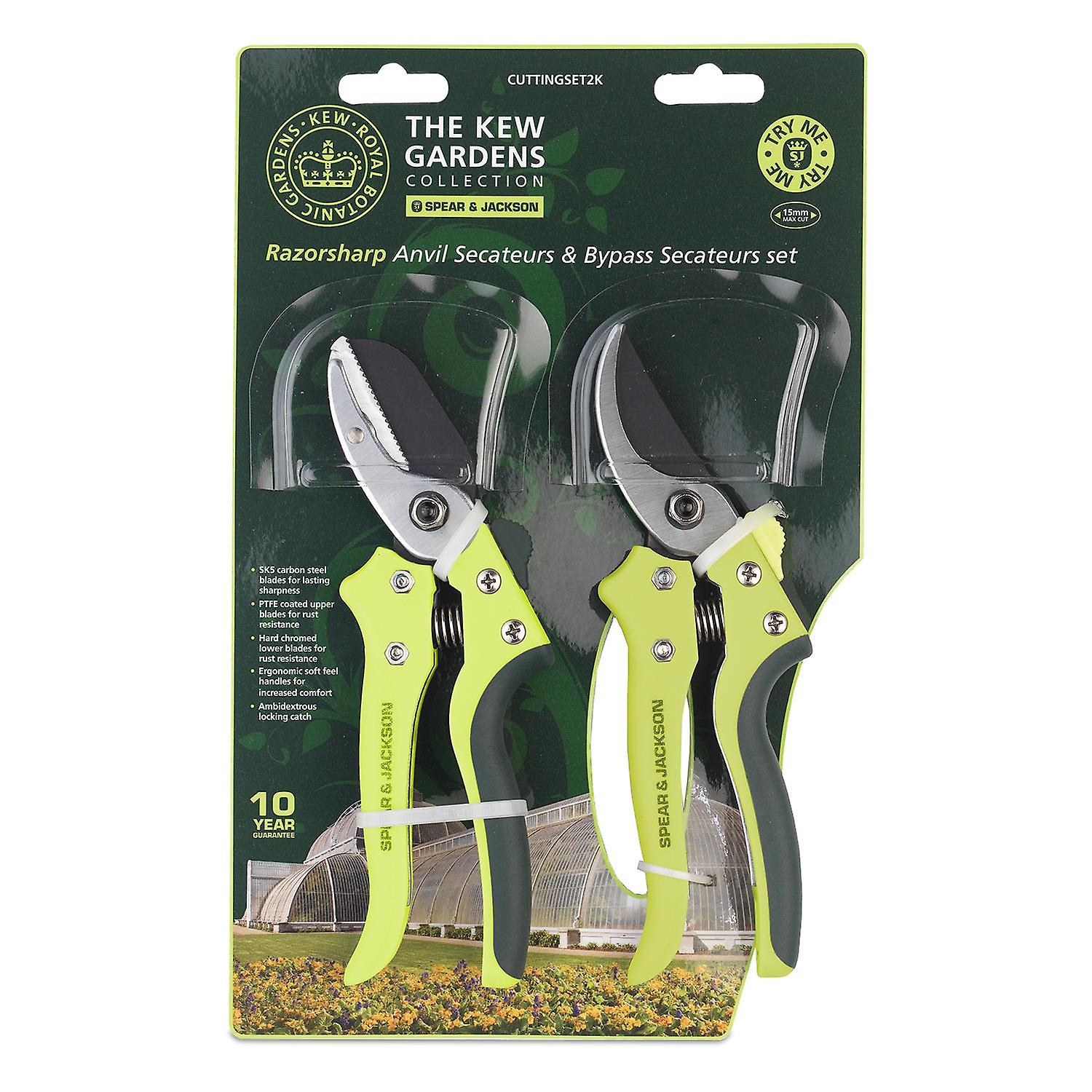 Spear & Jackson Gift Set, Bypass & Anvil Secateurs, Kew Gardens Tool Range