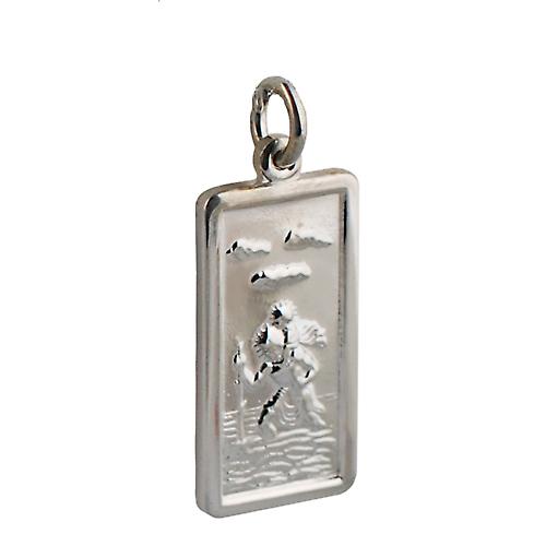 Silver 26x13mm rectangular St Christopher Pendant