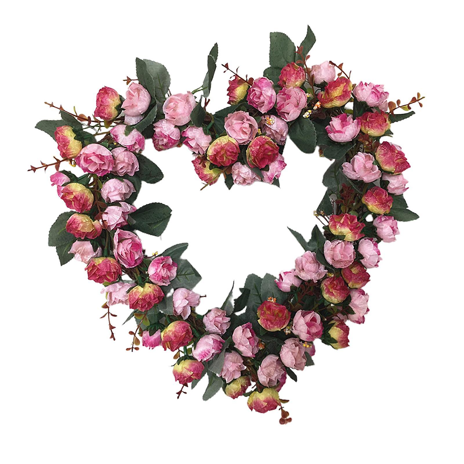 Ghirlanda artificiale della porta d'ingresso della ghirlanda del cuore della rosa per gli ornamenti del partito rosa rosso