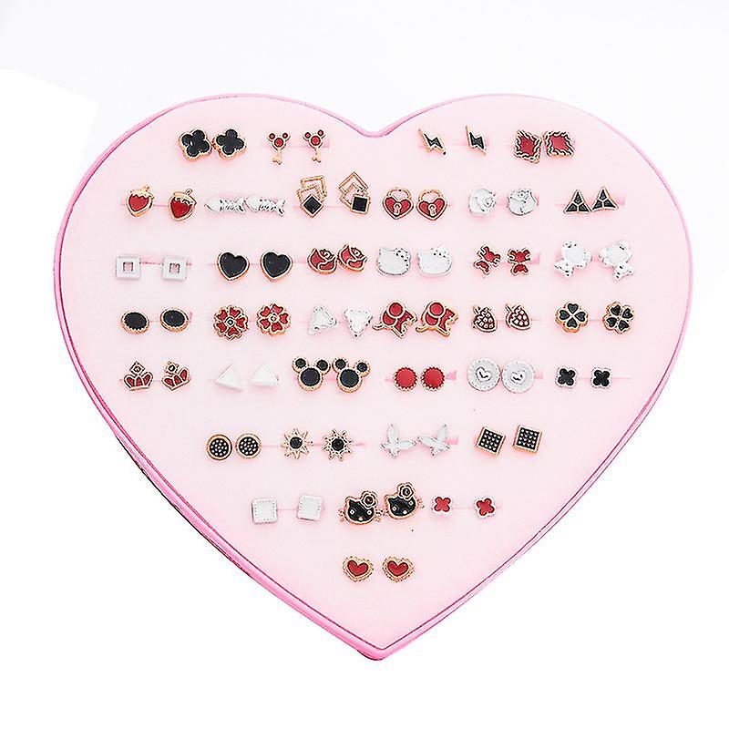 New 36 Pairs Stud Earrings with Heart Shape Gift Box, Hypoallergenic Ear… POFET 36 Pairs Stud Earrings with Heart Shaped Gift Box  main image 4