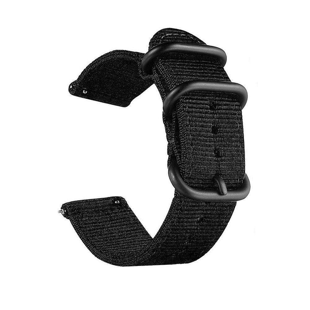 Universal Ballistic Watch Strap 20mm 22mm 18mm 24mm Nylon Canvas Woven Loop Adjustable Clasp for Smartwatch Black 18mm