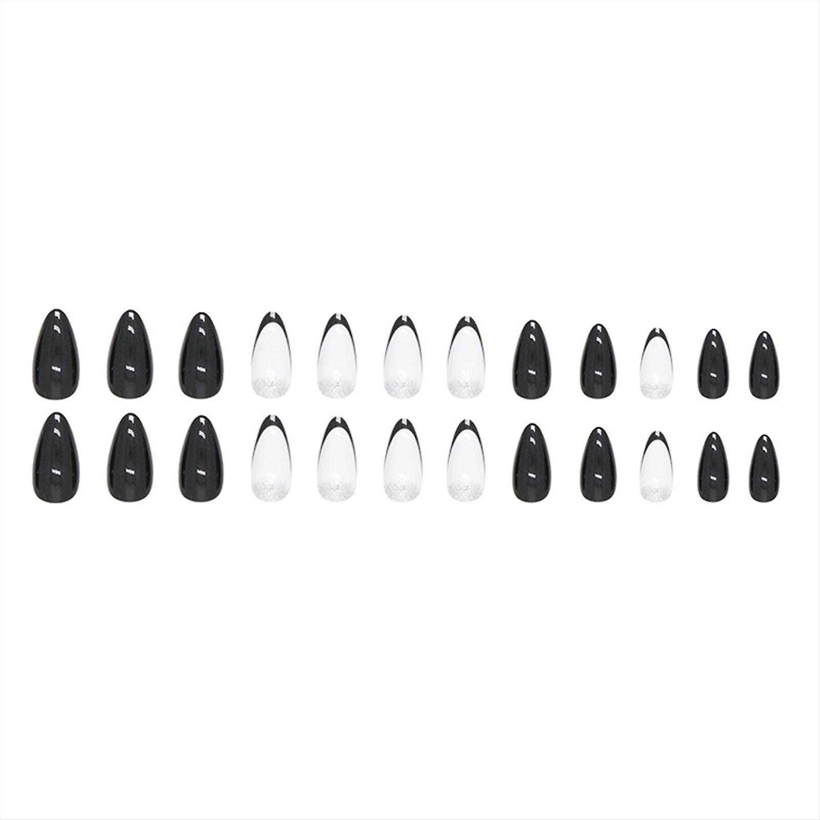 Black & White Shiny Fake Nails Dual Color And Catching Look Design Nails For Trimming Any Length And Shape