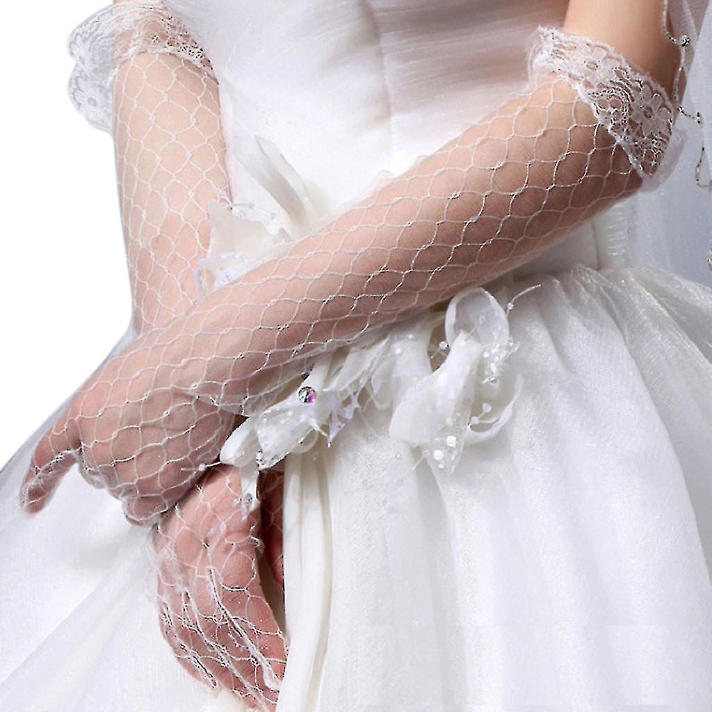 Femmes Gants en dentelle longue Élégante Princesse d’été Mitaines de mariage habillées formelles