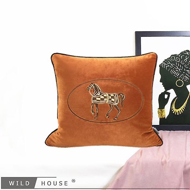 עיצוב סוס קרוקר סוס רקום כיסוי כרית ללא ליבה חדר שינה ביתי כיסוי משענת מושב לרכב