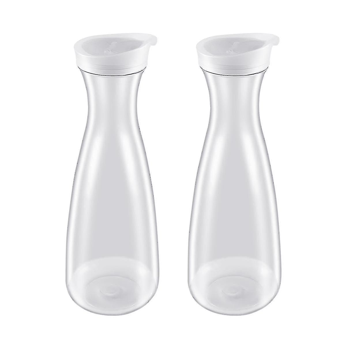 2pcs 1.6l Plastik Wasserkaraffen mit weißen Flip Tab Deckeln - Lebensmittelqualität & recycelbare bruchsichere pitc