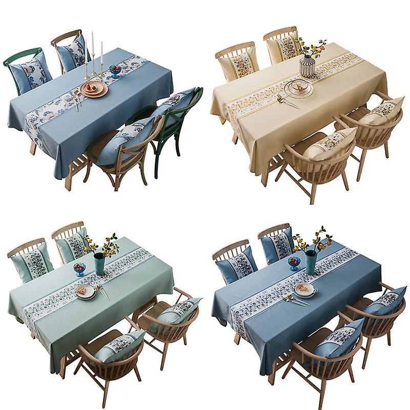 4-Color Waterproof Jacquard Tablecloth Solid Color Imitation Cotton Linen Plain Tablecloth