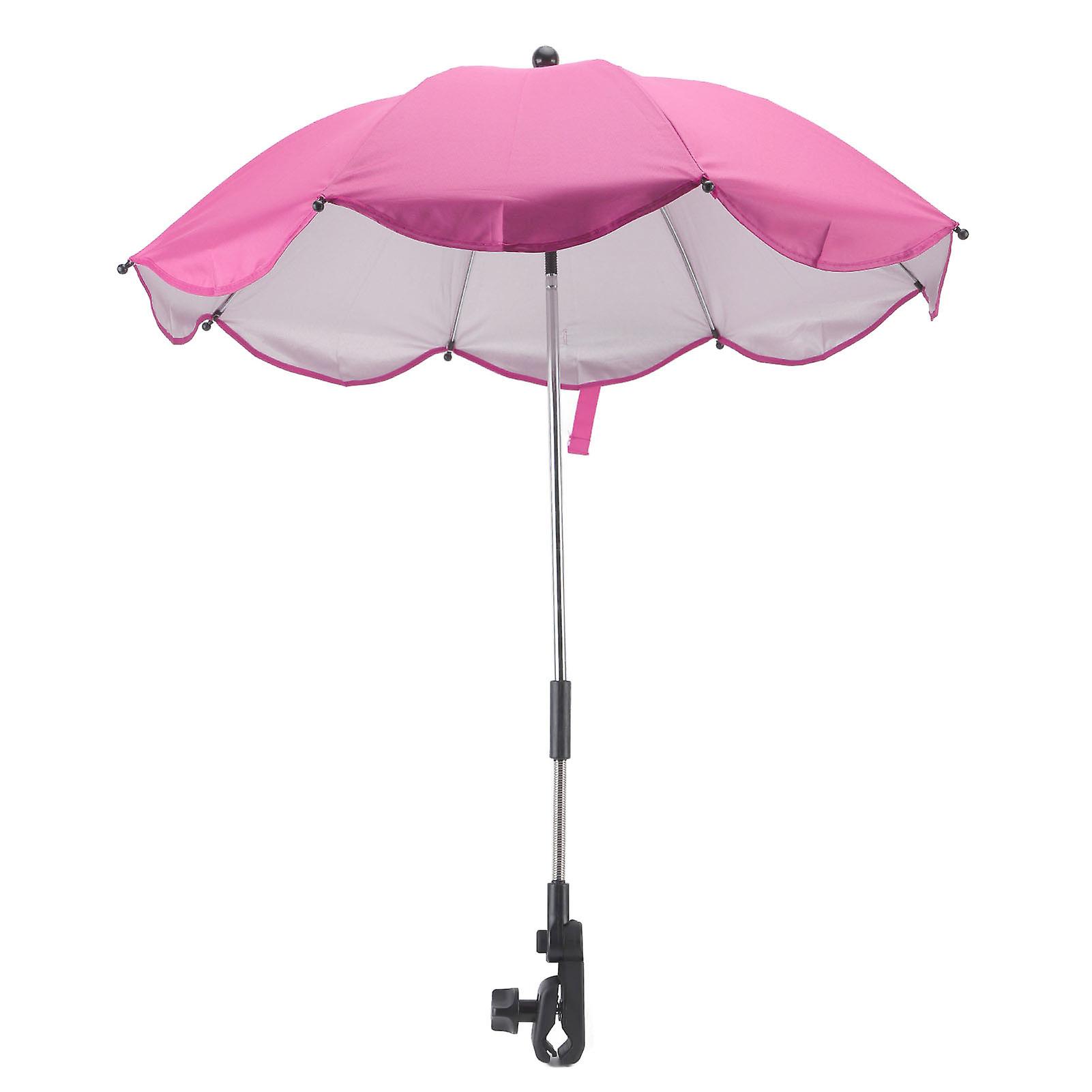 Parasol universel pour poussette de 14 pouces avec protection UV, parapluie réglable pour poussette bébé, rose rouge (colle argentée)