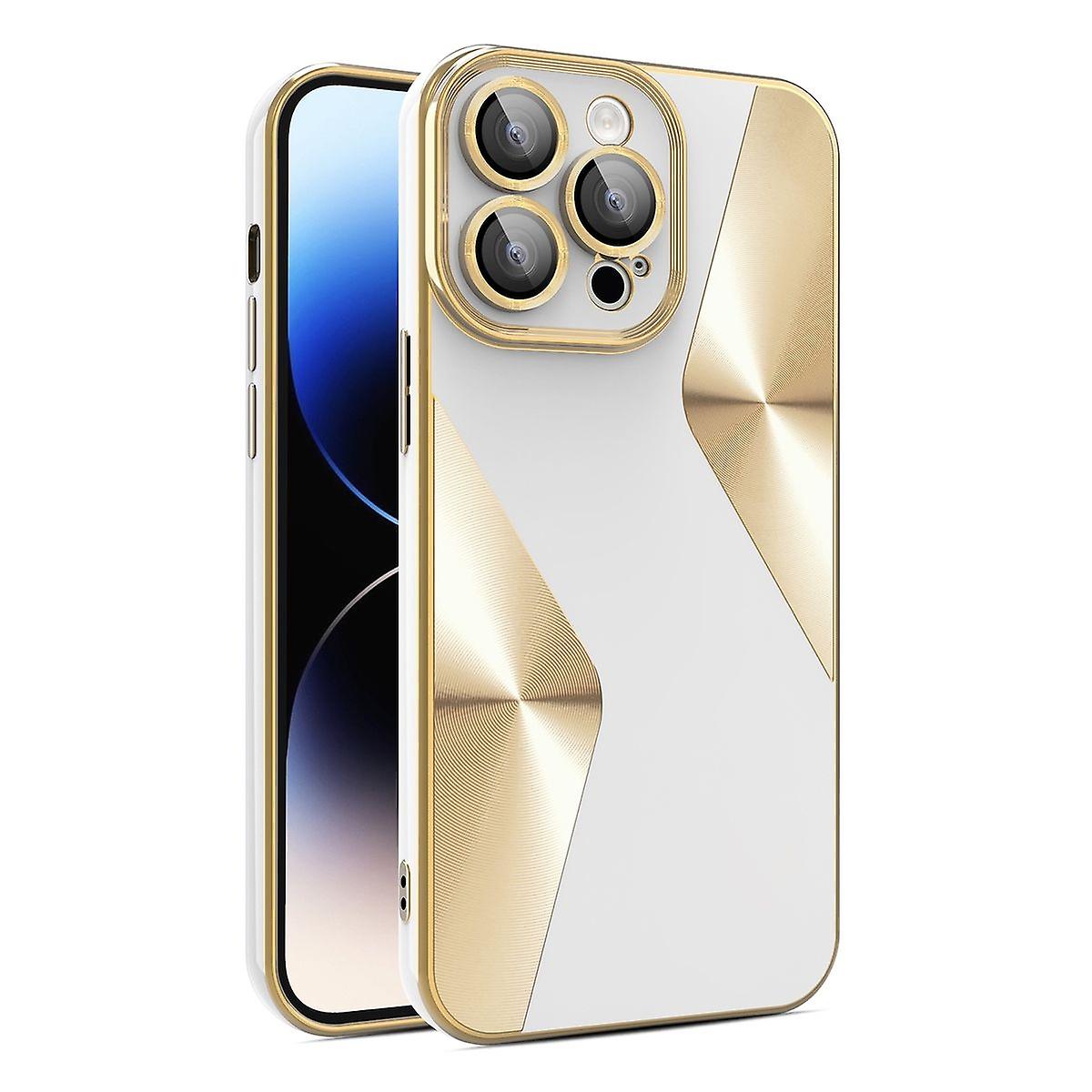 For Apple iPhone 15 Pro Max Electroplating Silicone TPU Phone Case Protector White