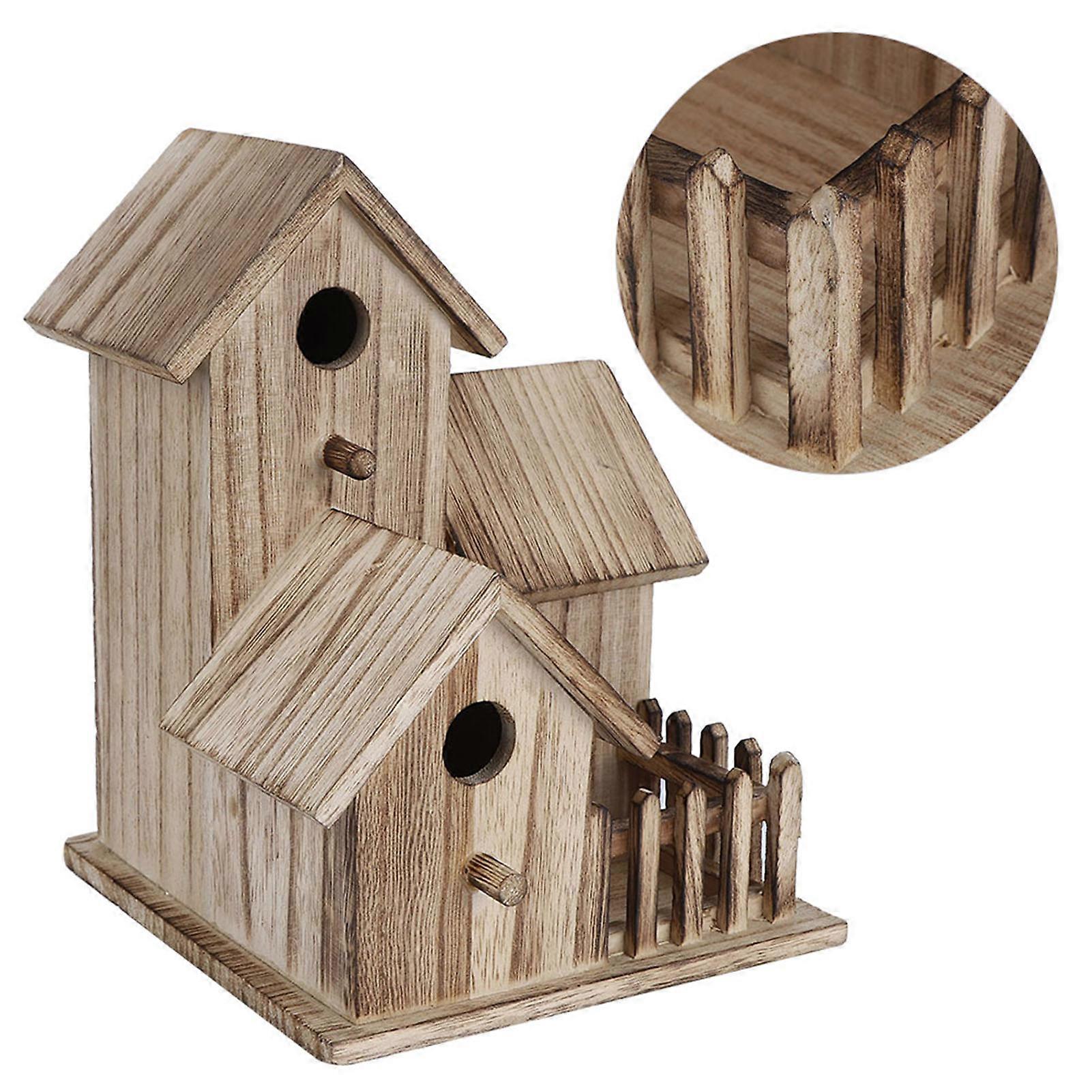Wood Bird House Wooden Birdhouse Small Outdoor Garden Bird Nesting Box Bird House Pet Supplies Decoration