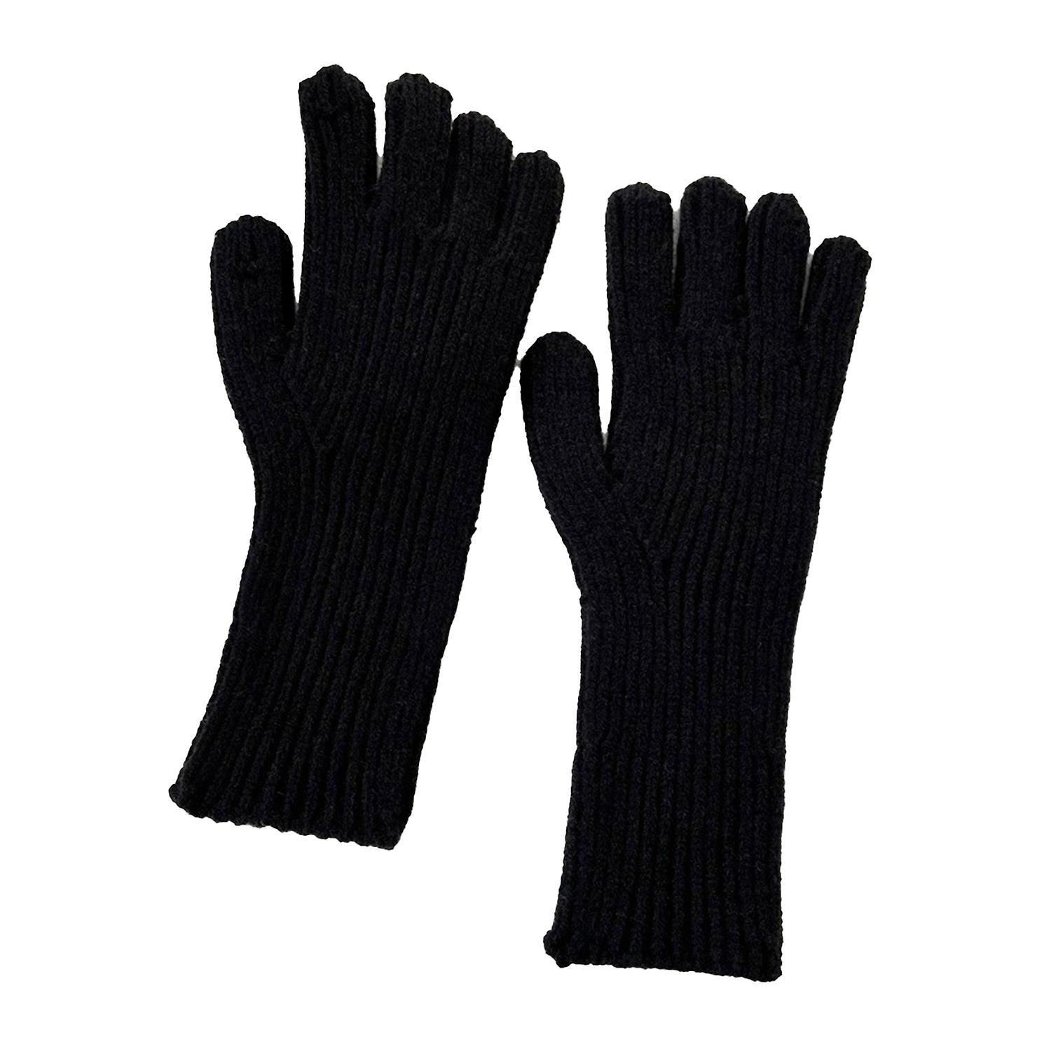 Pair Winter Gloves Thick Knitted Soft Warm Elastic Soft Solid