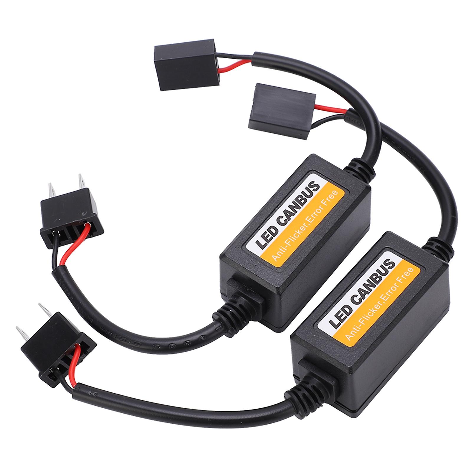 2Pcs LED Decoder AntiFlicker Car Dashboard Error Code Fault Canceller for H7 DC 9V 16V