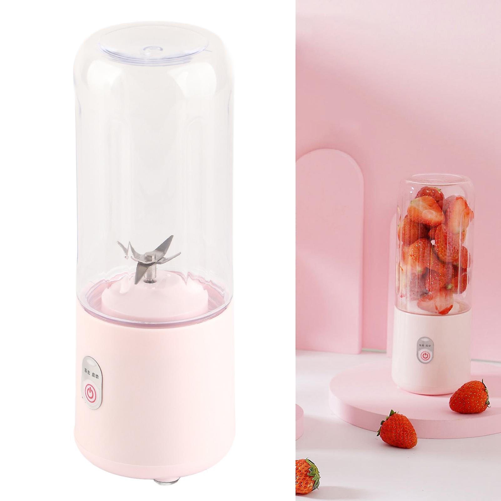 Juicer Machine Portable 500ml Mini Pink Juice Extractor 6 Leaf Blades USB Charging Juice Maker for Fruits Vegetables 