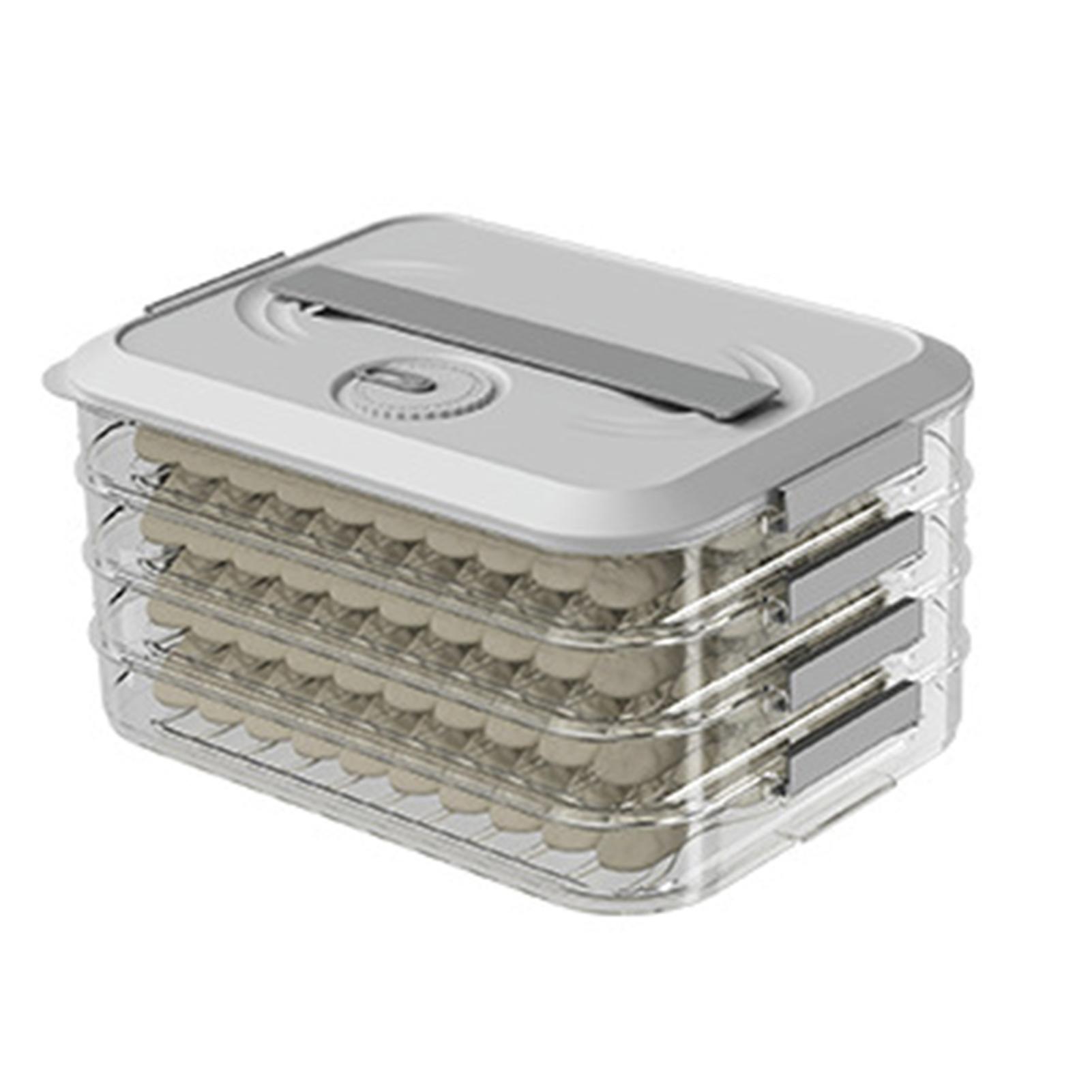 1/2/3/4 Layer Clear Dumpling Boxes with Timer Large Capacity Food Crackers Carrier Box for Home Kitchen