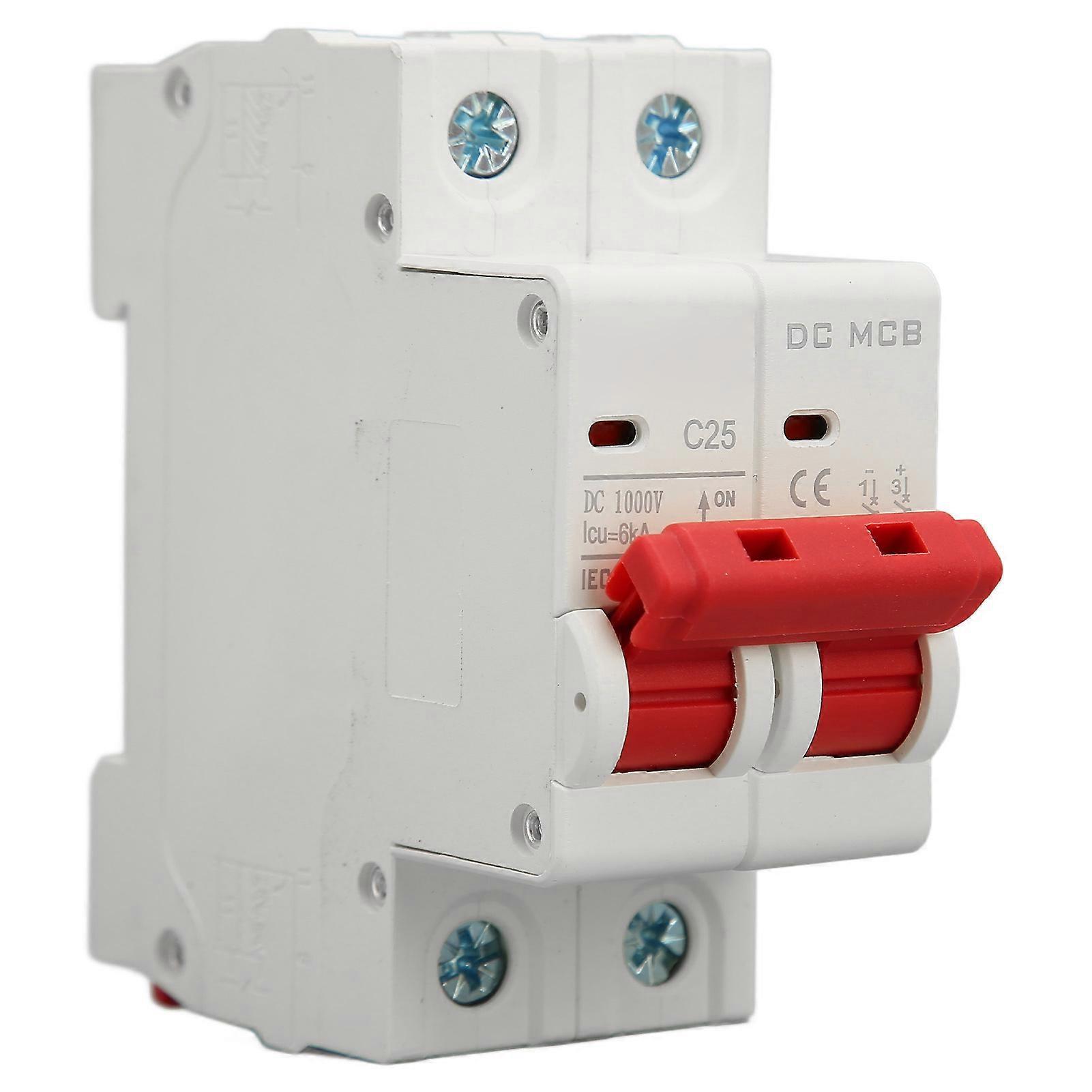 Fictory DC Circuit Breaker Fictory DC Miniature Circuit Breaker, 2P Mini Circuit Breaker with 6000A Breaking Capacity for Solar PV System,