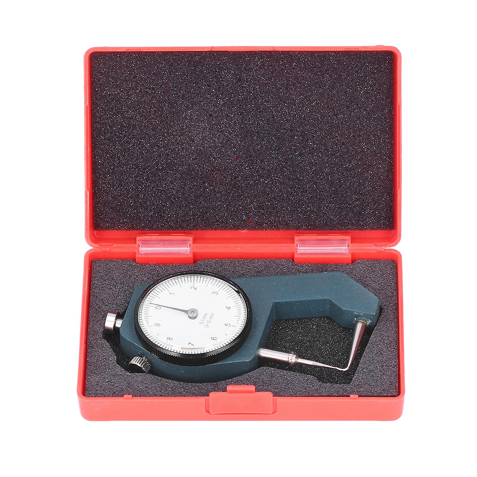 ダイヤル、厚さゲージ、湾曲、先端、ヘッド、0〜10mm、範囲、0.1mm、分解能、丸型測定ツール