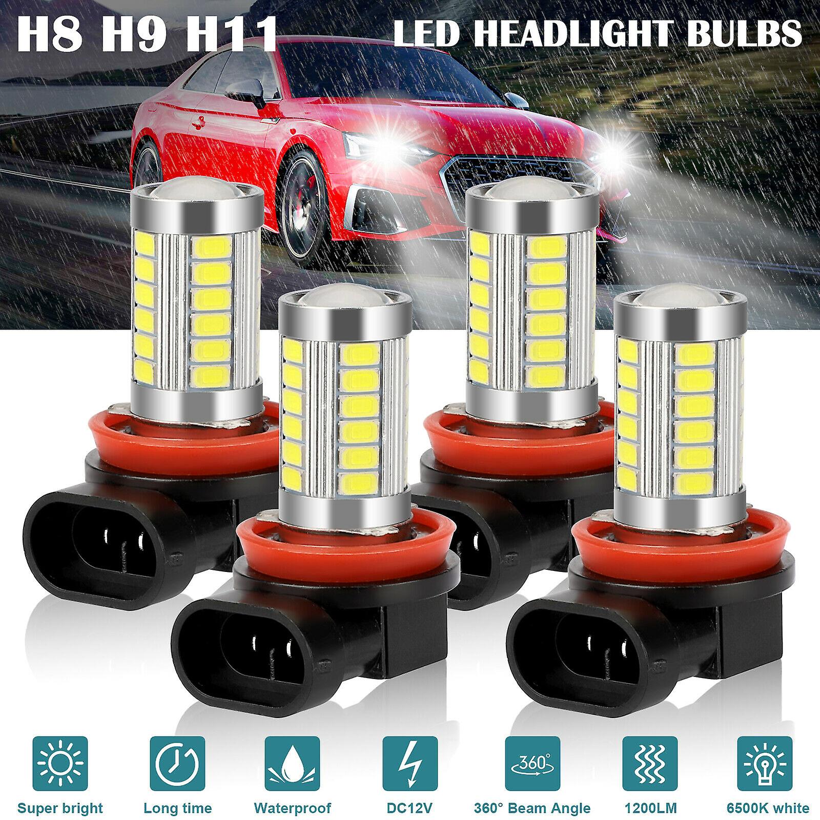 4x H11 H9 H8 LED Headlight Kit High/Low Beam Fog Driving Bulbs 6500K Xenon White