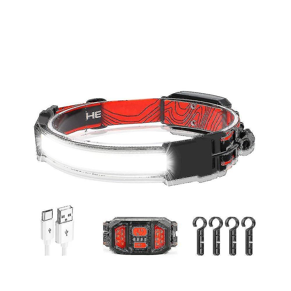 Rechargeable Led Headlamp, 250-300 Lumens Headlamp Torch, Red Rear Headlamp, 3 Light Modes, Suitable For Camping, Hiking, Working, Fishing