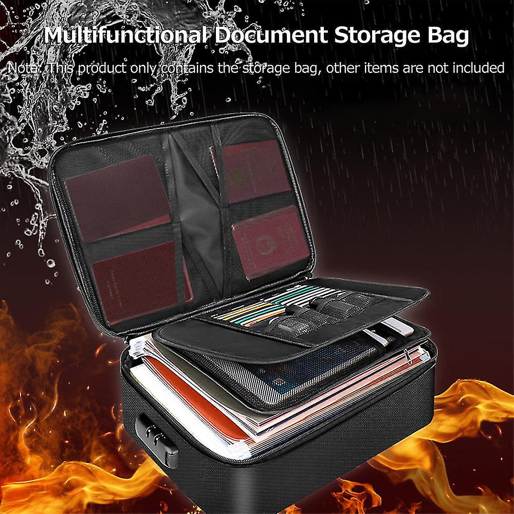 Multifunctional Multi-layer Document Bag Large Capacity Fireproof Waterproof File Certificate Storage Bag With Password Lock