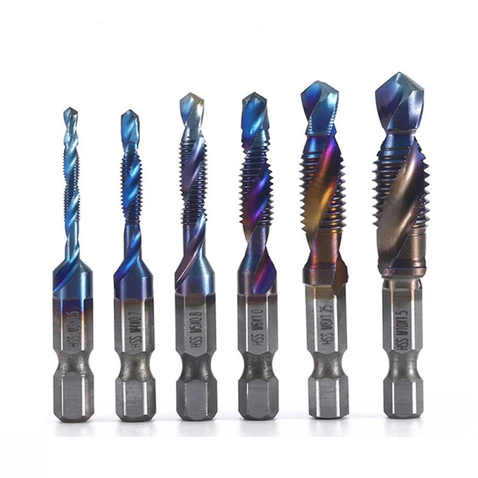 6pcs Thread Hex Shank Threaded Metric Thread Metric Threaded Hook Drill M3 M4 M5 M6 M8 M10 Screwdriver Compound Thread Hand Tool~13640
