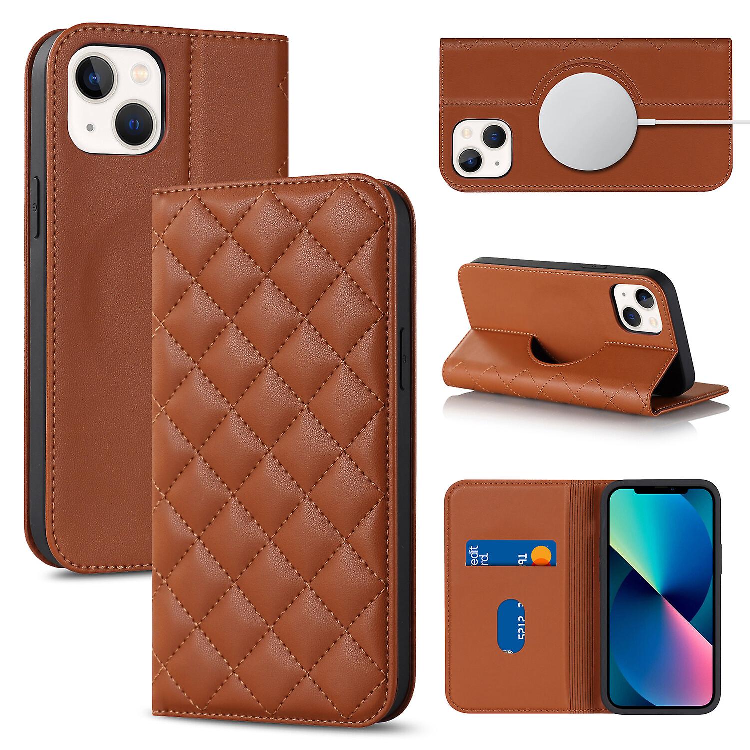 For iPhone 13 Case Leather Wallet Flip Phone Case with Magsafe