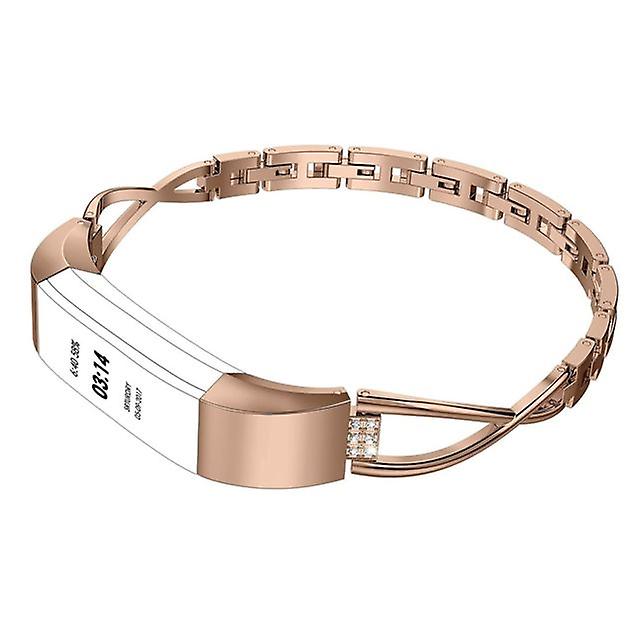 X-shape metal watch strap for Fitbit Alta pink gold