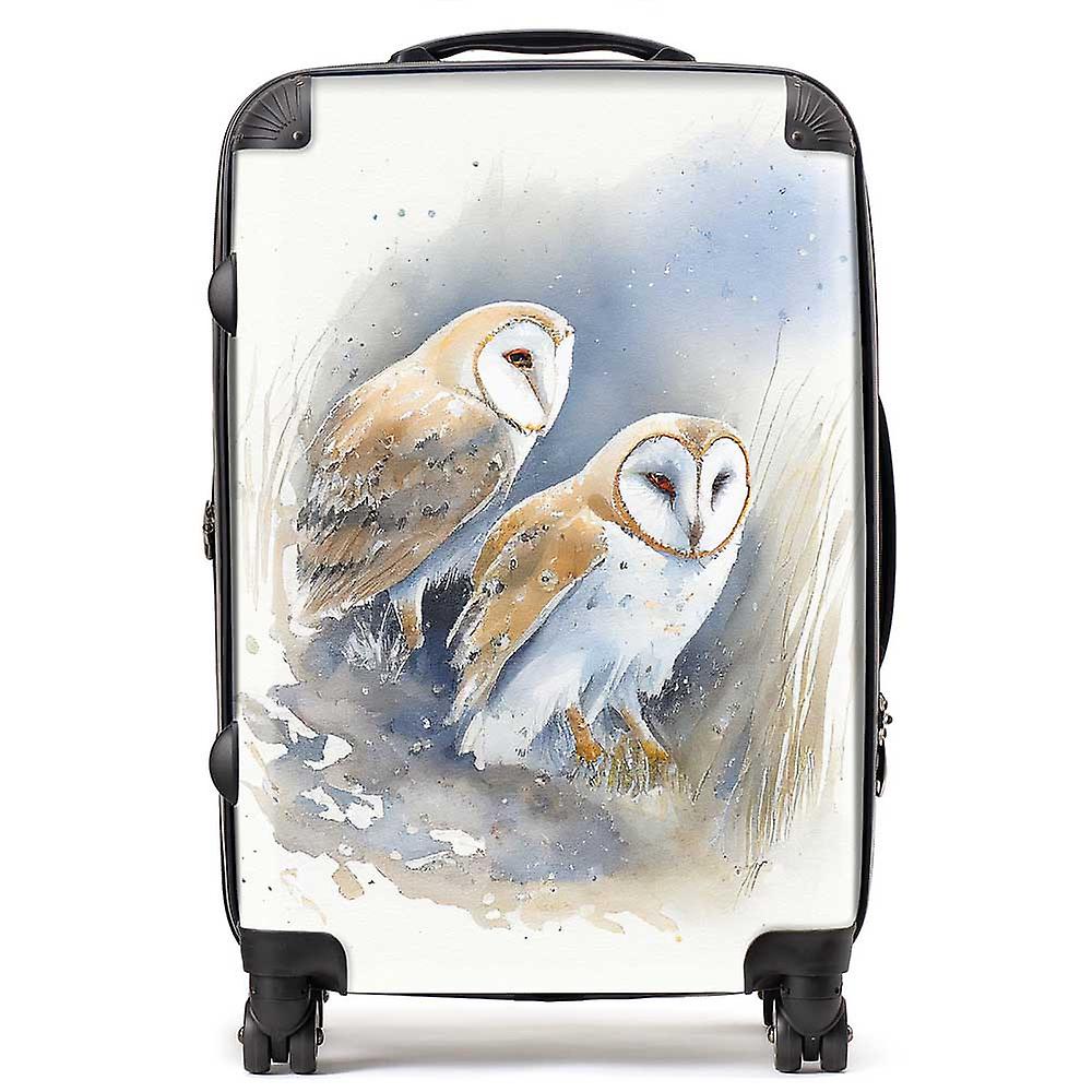 Barn Ano Owls Watercolour Suitcase
