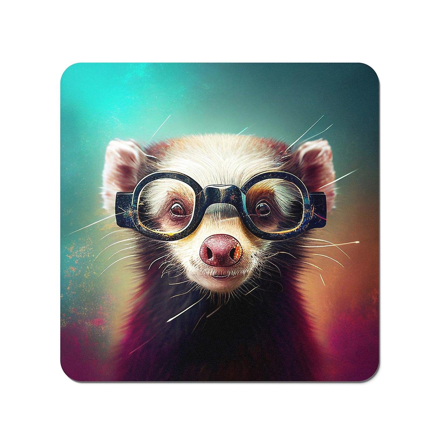 Ferret With Glasses Splashart Coasters