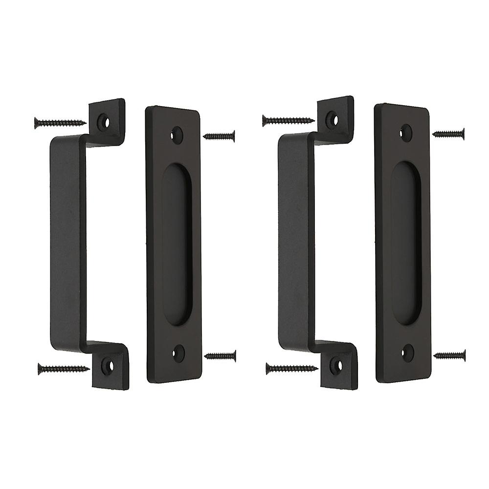 2 Pieces Barn Door Handle - Solid Black Steel Door Handle - Includes Screw (Black)