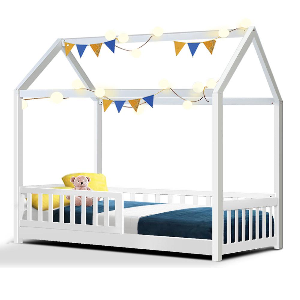 Artiss Bed Frame Single Size Timber Mattress Base Pine Platform White Rock Single Bed Frames