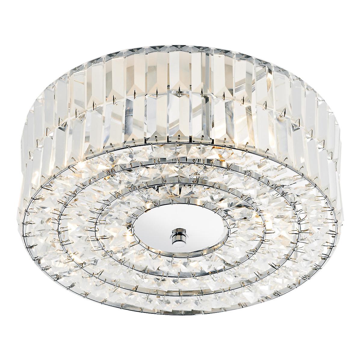 DAR ERROL Crystal Semi Flush Ceiling Light Light Fitting Polished Chrome