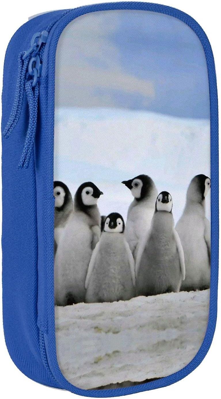 Młode pingwiny z nadrukiem śniegu Piórnik o dużej pojemności, trwały piórnik Pouch Box Organizer Case, dla mężczyzn i kobiet63061
