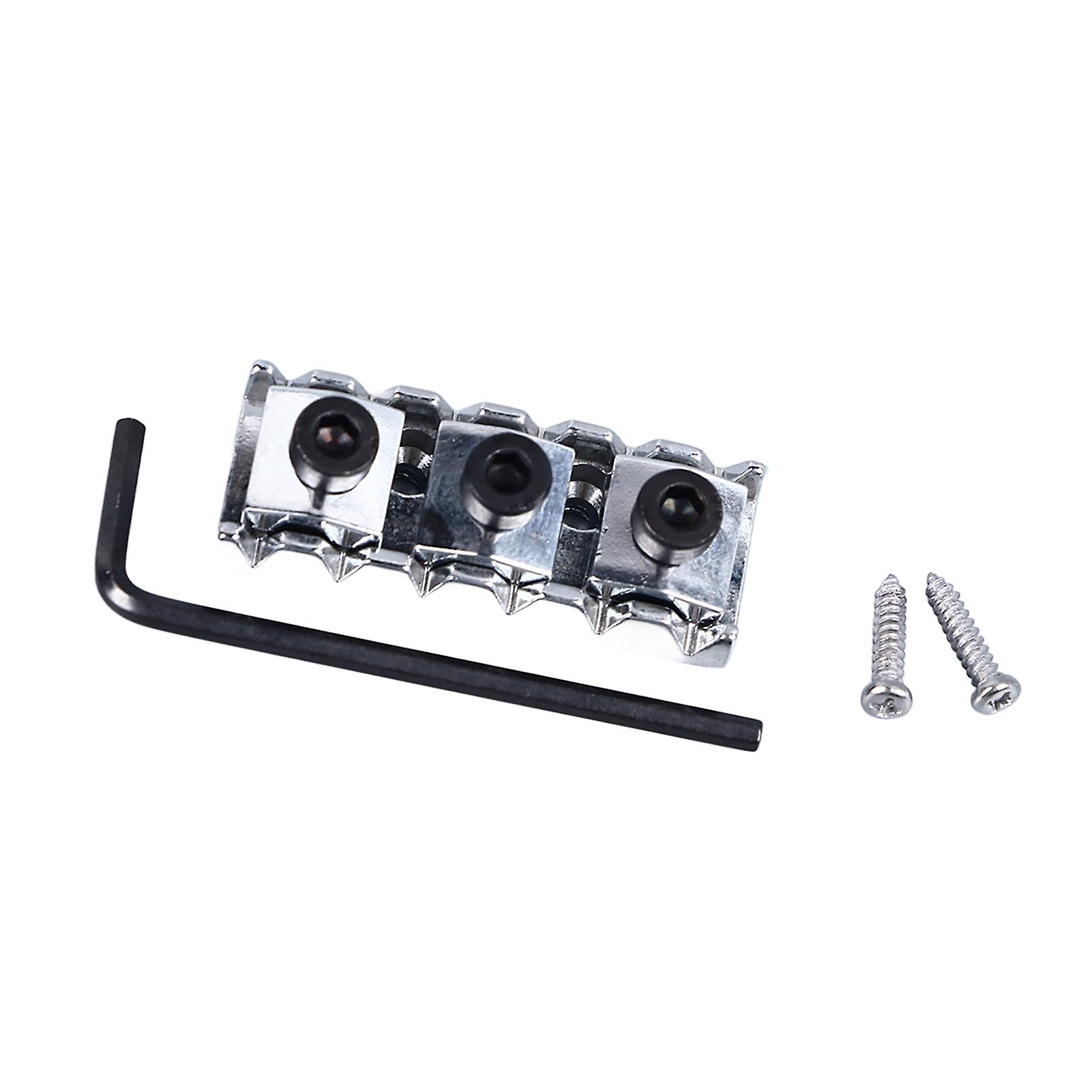 Electric Guitar Nut 42mm Length Metal Guitar String Locking Nut with Screws and Wrench V