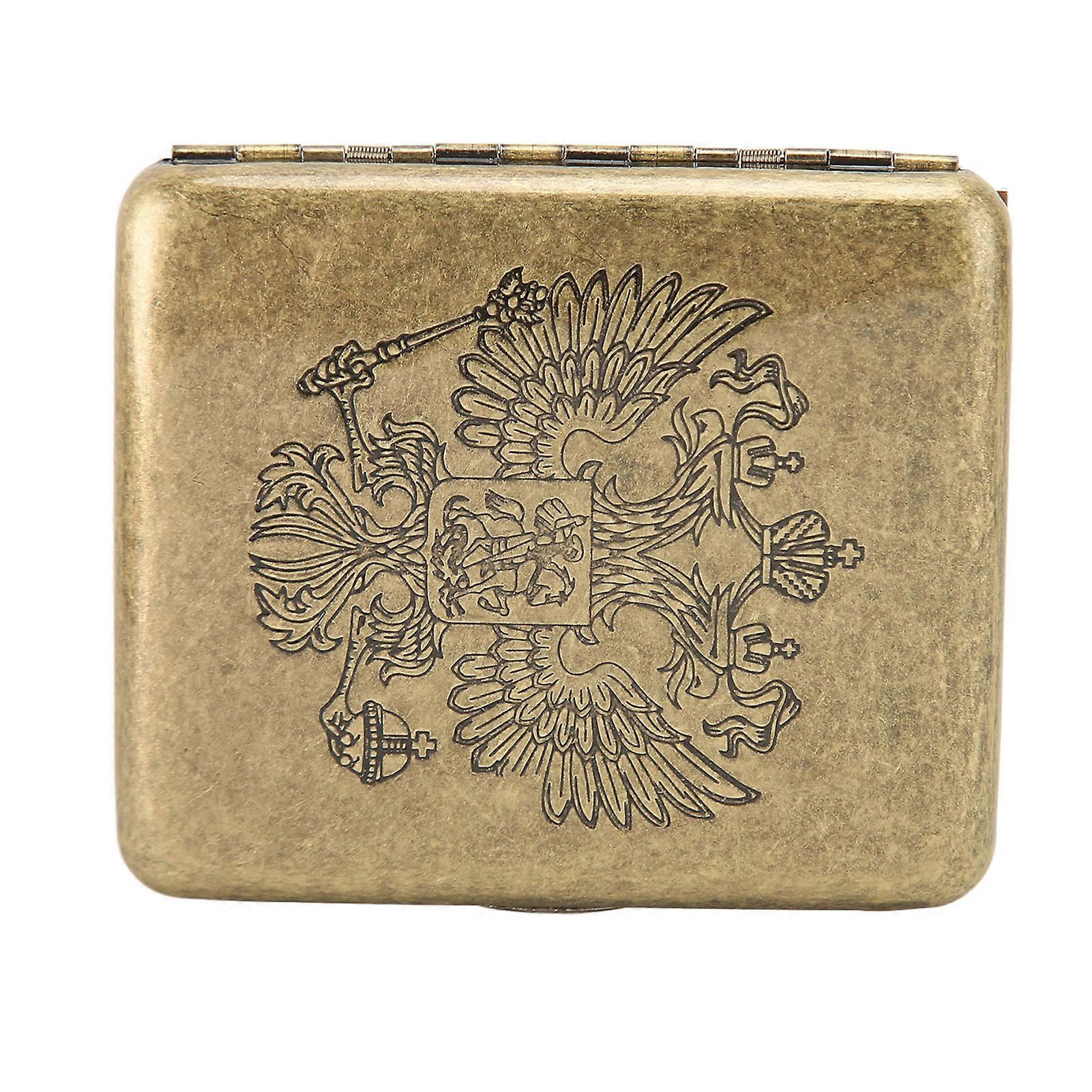 Retro Cigarette Case 20 Capacity Double Headed Eagle Pattern Double Headed Eagle Cigarette Case for Outdoor