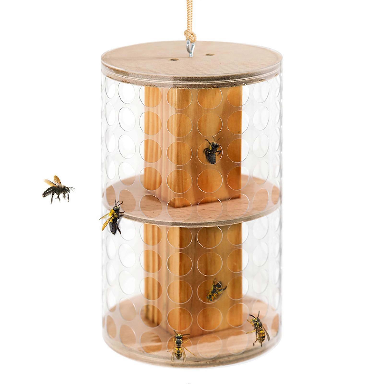 Wooden Wasps Trap Safety Reusable Hornets Trap for Outdoor