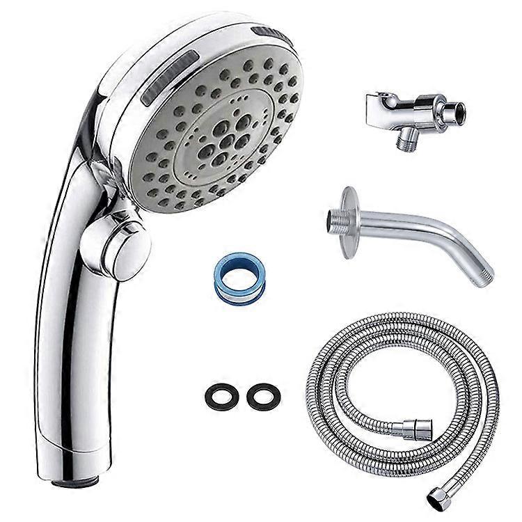 chrome showerhead with stop button hand shower choice of 5 jets showerhead anti-limestone points universal shower holder flexible hose
