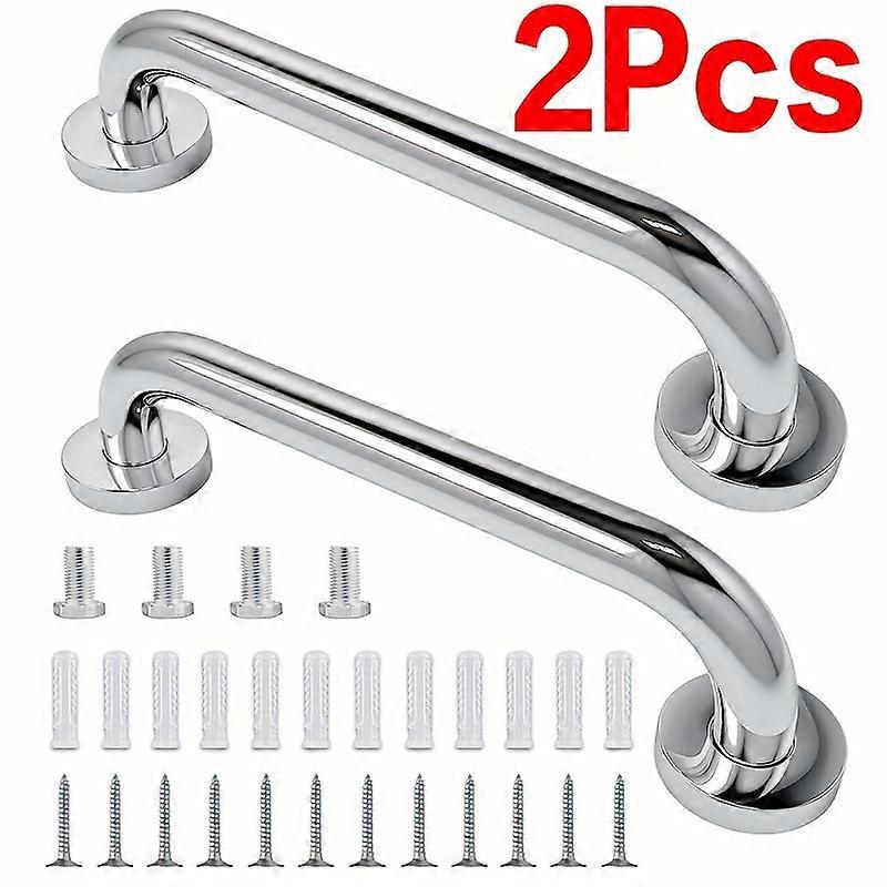 2pcs Premium Stainless Steel Toilet Safety Handrails - Barrier-Free, Durable & Rustproof Support for Disabled & Elderly - Easy Install, Secure Grip, U