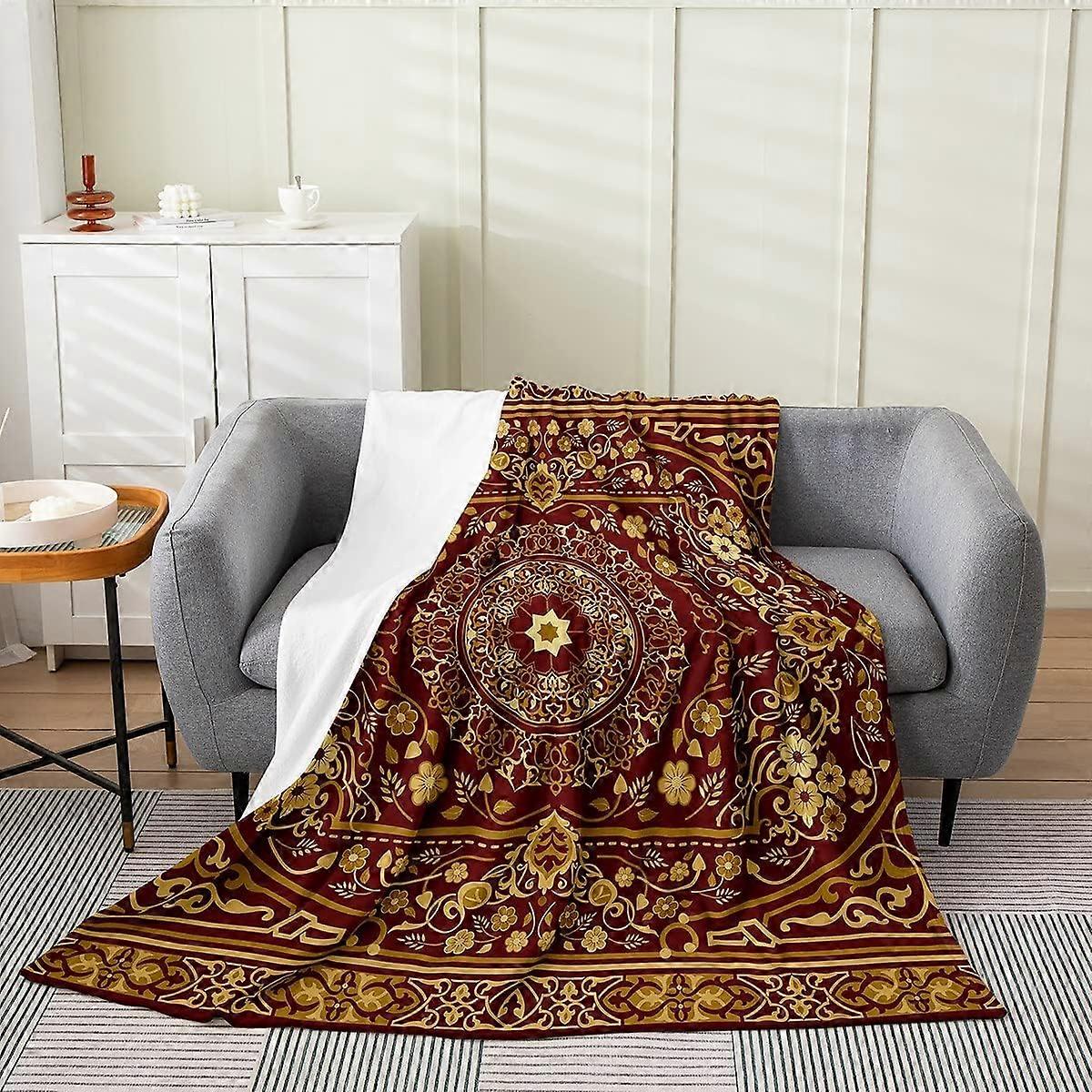 بطانية الأزهار الرجعية طفل 30x40 بوصة القبلية غريبة رمي بطانية بوهو العتيقة أزياء الرجعية الأحمر الأصفر الصوف بطانية خمر ديكور غرفة نوم البوهيمي F