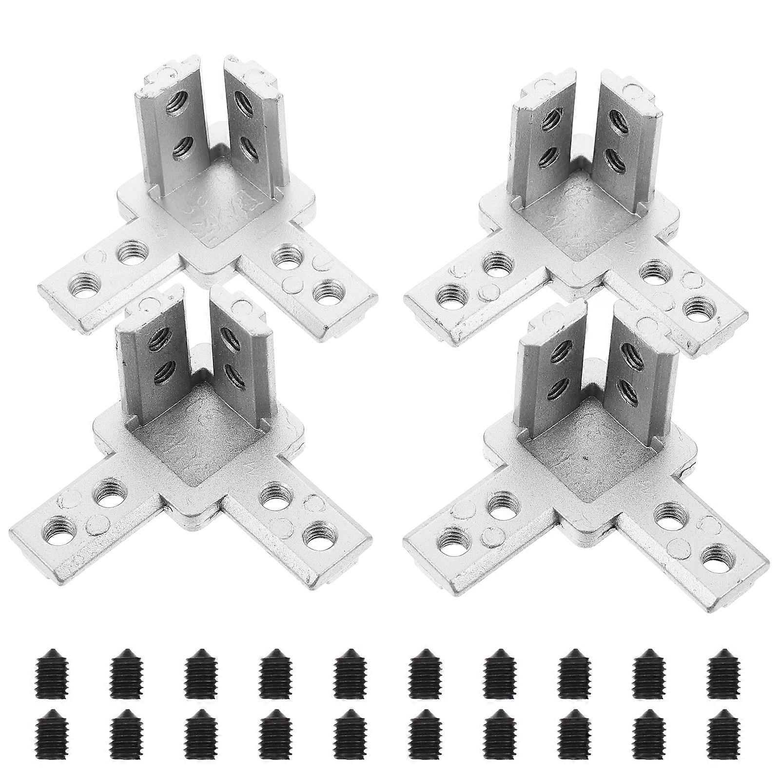 4 Sets 3-Way End Corner Bracket Connector for T Slot Aluminum Extrusion with Screw