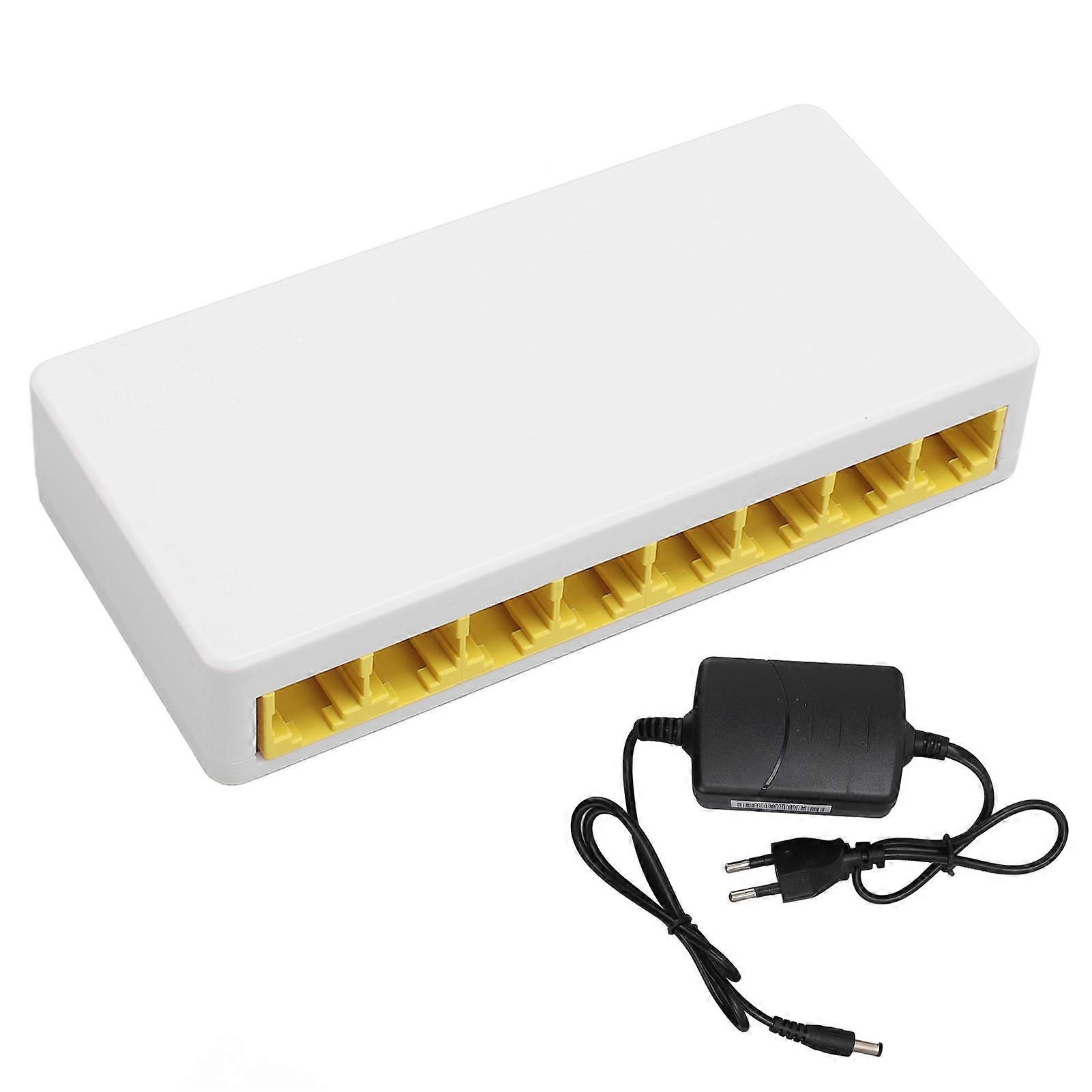 8 Port Gigabit Unmanaged Ethernet Network Switch Ethernet Splitter Lüfterlos Metall Desktop Wandhalterung Home Network Hub 100?240V EU-Stecker