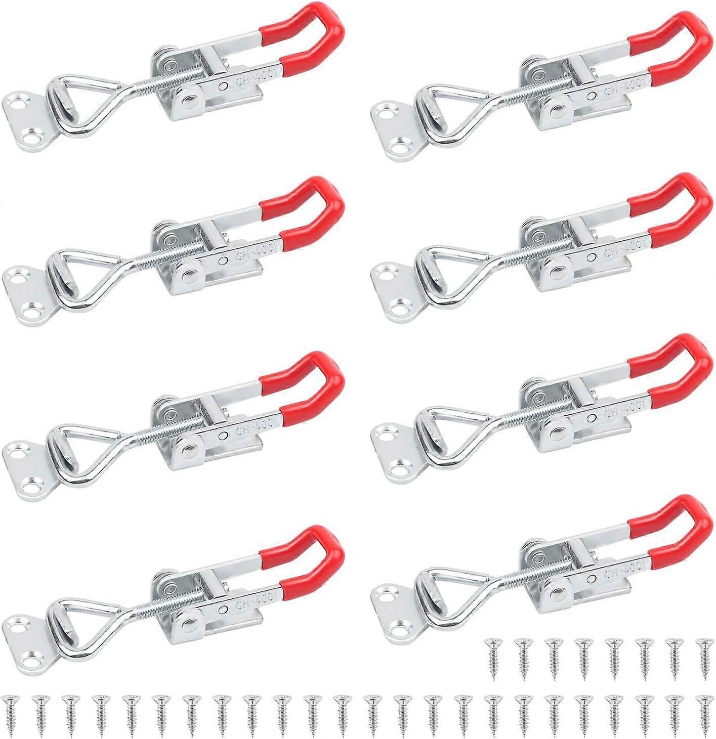 8Pcs Metal Toggle Latch GH-4001 Clamping Latch Hood Closure Lever Latch Holding Capacity 100kg 220lbs Carpenter Toggle Clamp Adjustable for Cabinet D