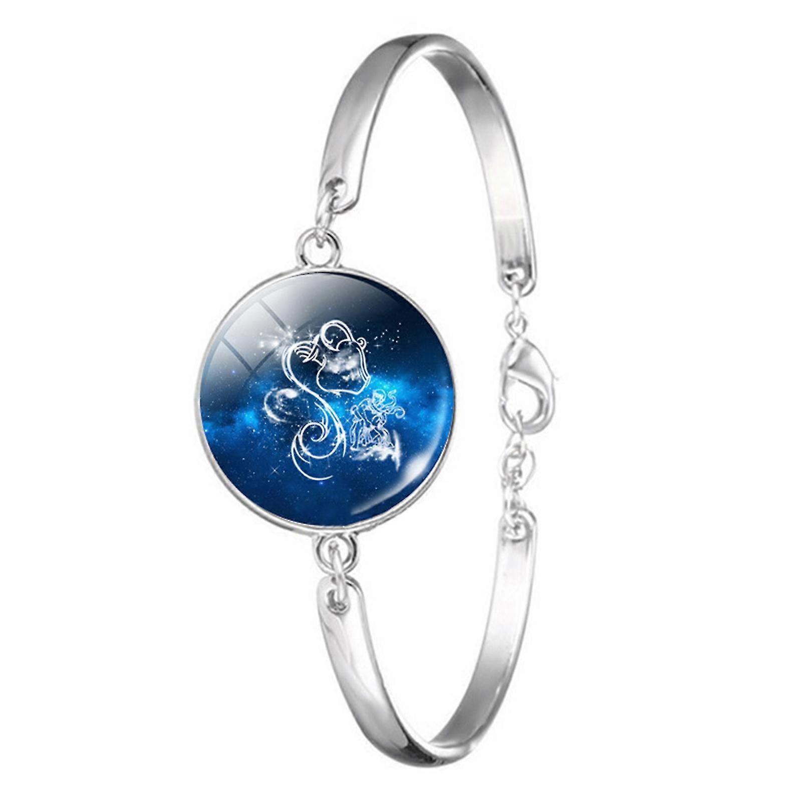 Κλασικό ασημένιο βραχιόλι Zodiac Time Gem Fashion Glass βραχιόλι δώρο για τους γονείς της φίλης