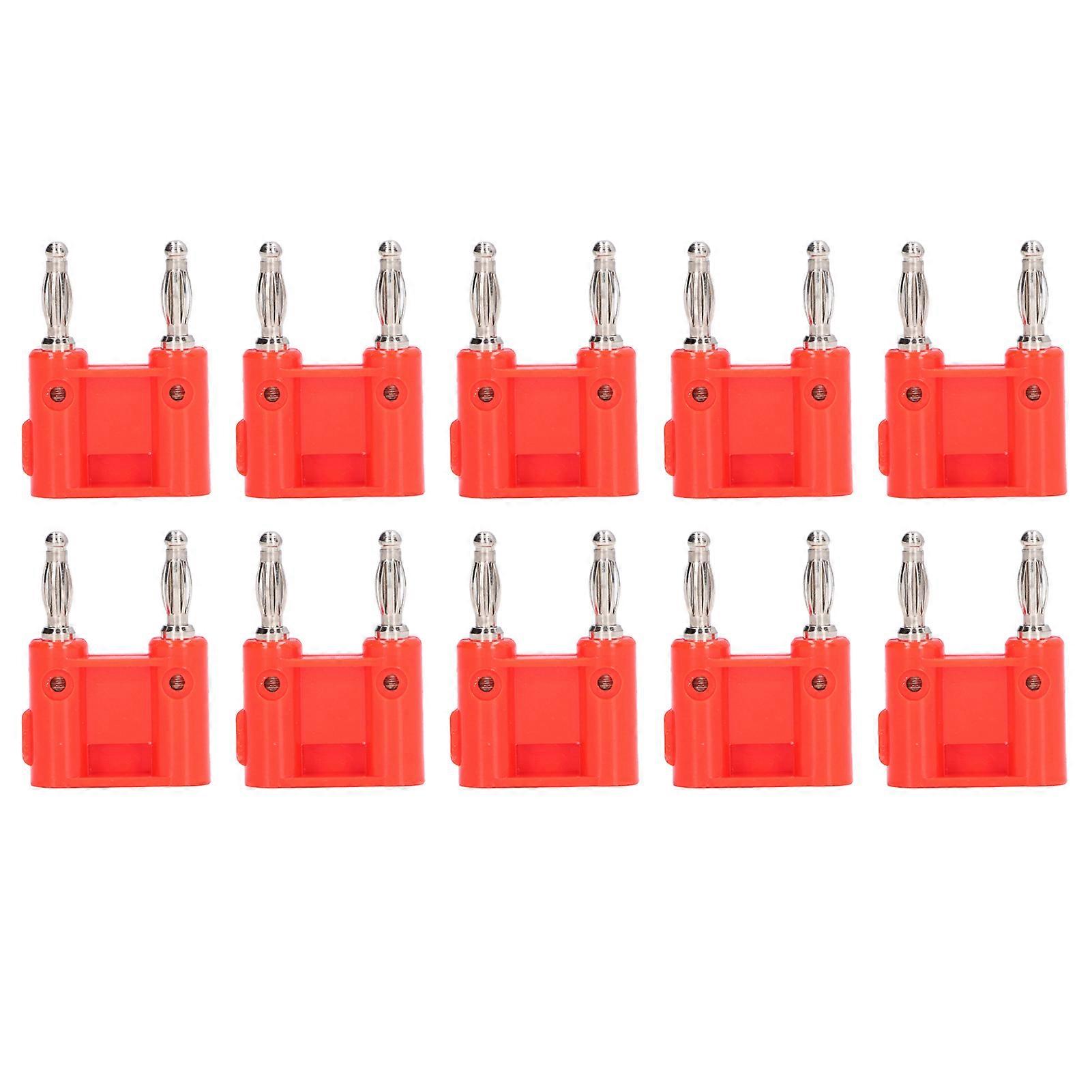 10Pcs 2 Way Banana Plug Brass PE Double Banana Socket for Electronic Instruments AutomobilesRed