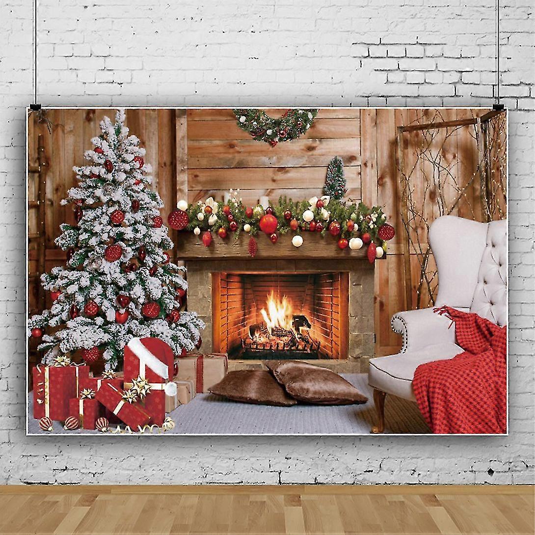 7x7ft Christmas Backdrop, Merry Christmas Tree Photo Photography Backdrop, Forest Window Xmas Backdrop For Party Decoration Banner