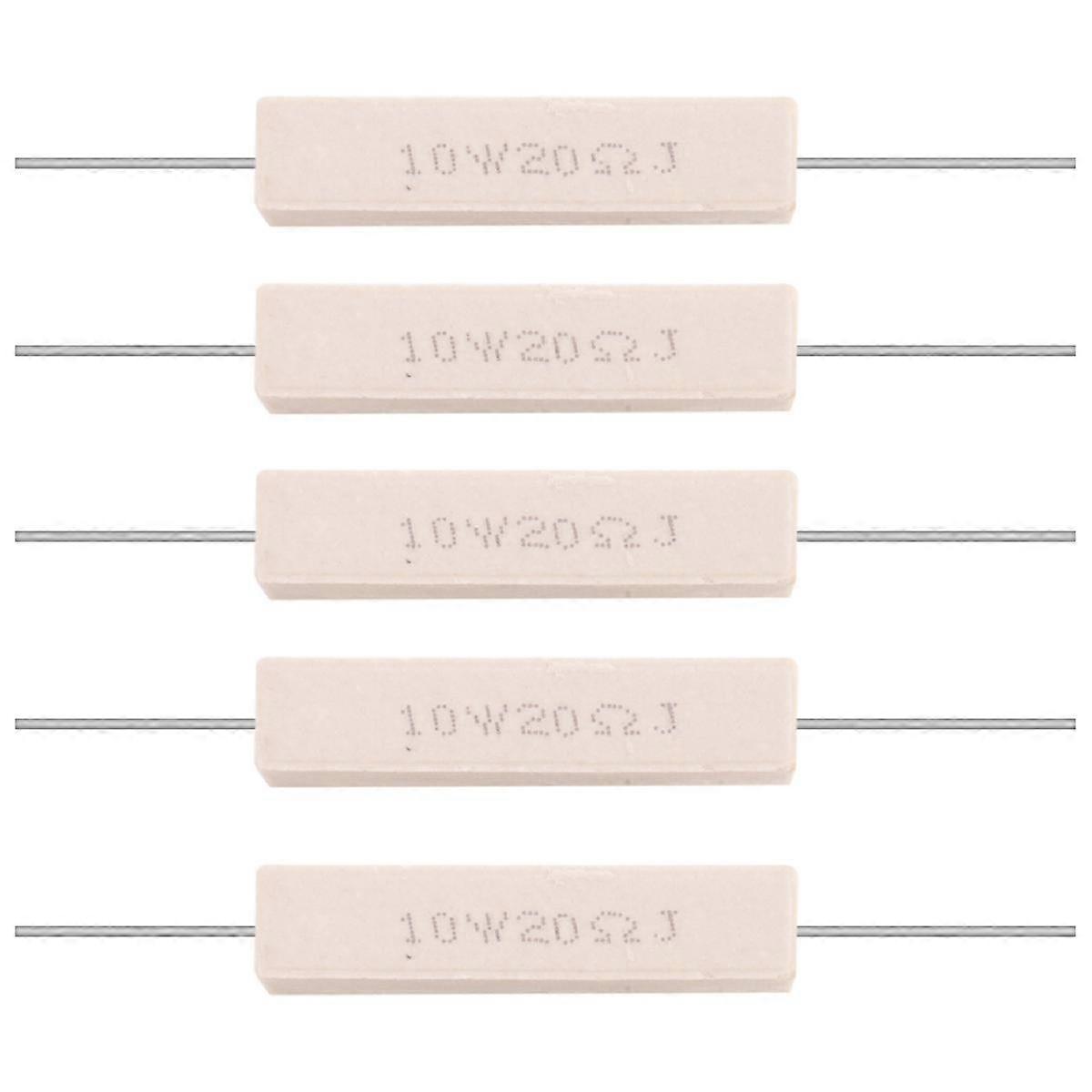5x 10W 20 Ohm 5% Wirewound Ceramic Cement Resistor 10 Watt