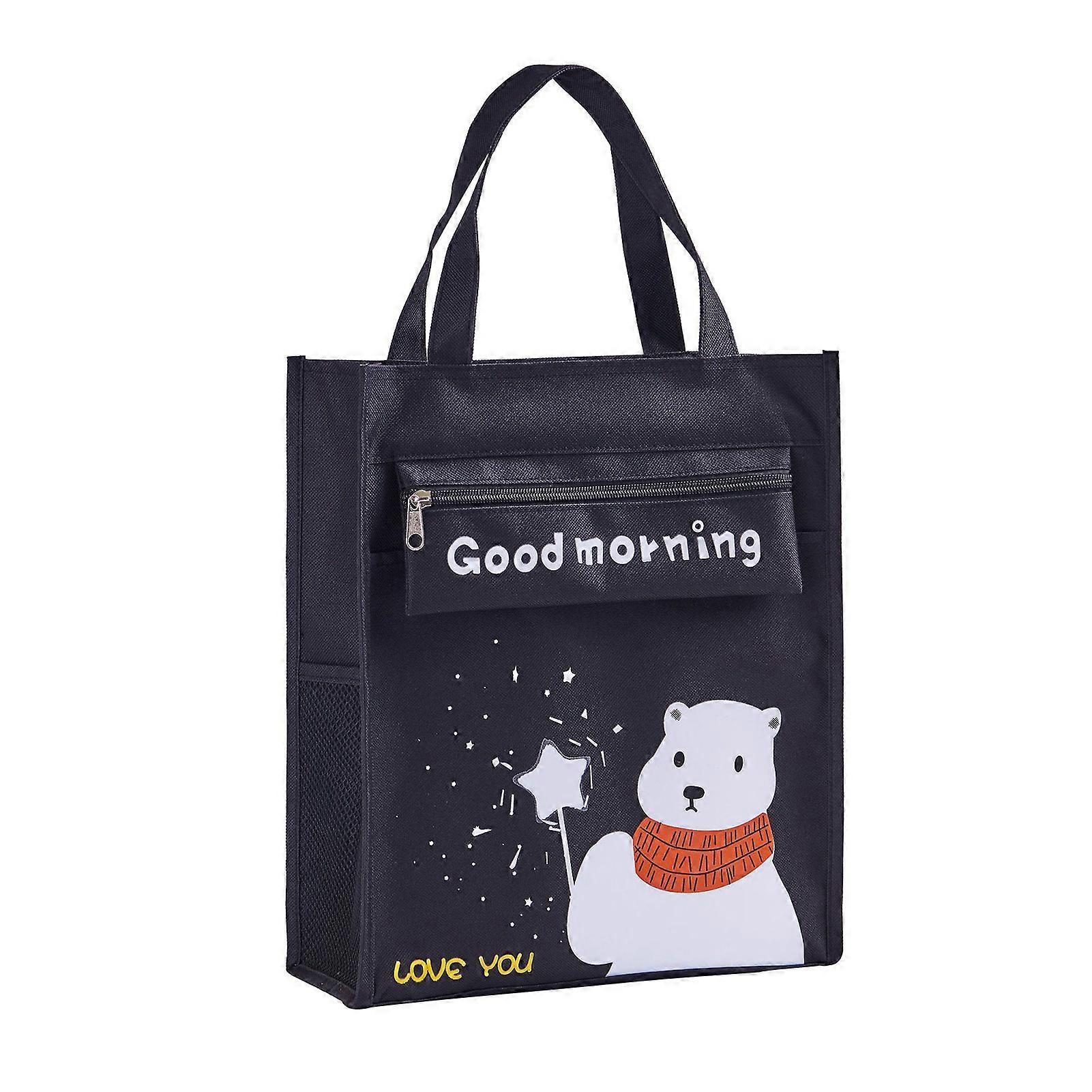 Portable Books Pouches with Handle Student Cartoon Waterproof Handbag Multifunctional School Bags